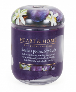 Svíčka Heart & Home - Švestka a pomerančový květ (115 g) - 