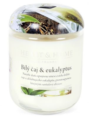 Svíčka Heart & Home - Bílý čaj & eukalyptus (340 g) - 