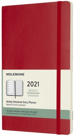 Moleskine Zápisník plánovací 2021 červený L, měkký - neuveden
