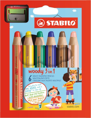 STABILO pastelky Woody 6 ks v pouzdře s ořezávatkem - neuveden