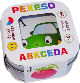 Pexeso Abeceda: 64 karet v plechové krabičce Hmaťák - neuveden
