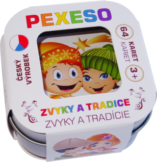 Pexeso zvyky a tradice: 64 karet voděodolné v plechové krabičce Hmaťák - neuveden