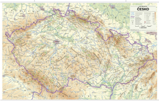Česko – nástěnná mapa reliéf a povrch - neuveden