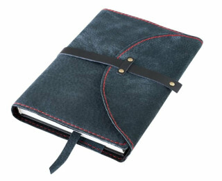 Variabilní kožený obal s nýty - kůže černá semiš - neuveden