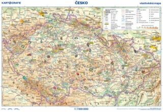 Česko - vlastivědná mapa, 1 : 1 100 000 / obrysová mapa / 46 x 32 cm - neuveden
