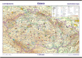 Česko – vlastivědná mapa – školní nástěnná mapa - neuveden