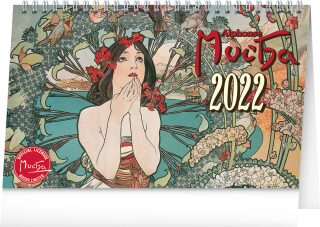 Kalendář 2022 stolní: Alfons Mucha, 23,1 × 14,5 cm - neuveden