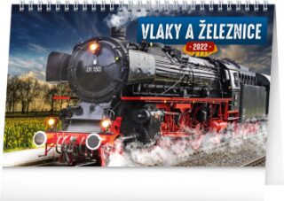Kalendář 2022 stolní: Vlaky a železnice, 23,1 × 14,5 cm - neuveden