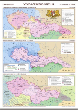 Vývoj českého státu III. (v 1. polovině 20. stol.) – školní nástěnná mapa - neuveden