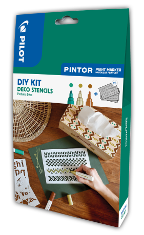 Pilot Pintor Medium Kreativní sada akrylových popisovačů 1,5 - 2,2 mm Deco Stencil 3 ks + šablony - neuveden