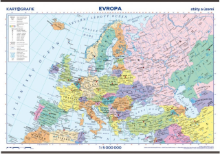 Evropa – státy a území – školní nástěnná mapa - neuveden