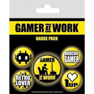 Set odznaků - Gamer at Work - neuveden