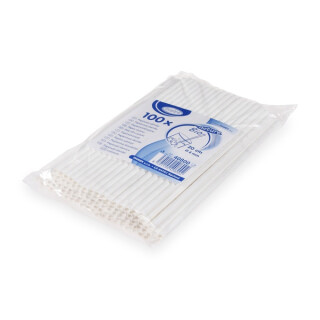 Slámka papírová bílá 6mm x 20cm [25 ks] - 