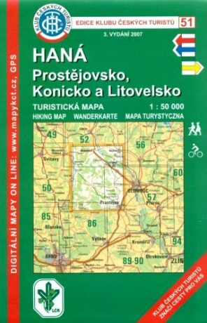 Haná Prostějovsko, Konicko /KČT 51 1:50T Turistická mapa - neuveden