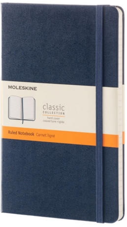 Moleskine - zápisník - linkovaný, modrý L  - neuveden