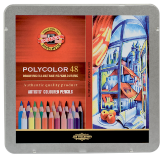 Koh-i-noor pastelky umělecké POLYCOLOR kreslířská sada 48 ks v plechové krabičce - neuveden