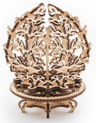 Dřevěný mechanický model Květina šperkovnice - 