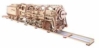 Dřevěný mechanický model Parní lokomotiva - 