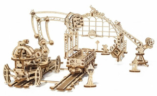 Dřevěný mechanický model Kolejový jeřáb - 