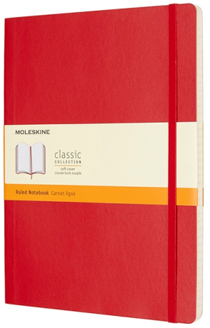Moleskine - zápisník měkký, linkovaný, červený XL - neuveden