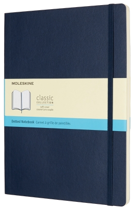 Moleskine - zápisník měkký, tečkovaný, modrý XL - neuveden