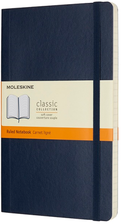 Moleskine - zápisník měkký, linkovaný, modrý L - neuveden