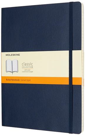 Moleskine - zápisník měkký, linkovaný, modrý XL - neuveden