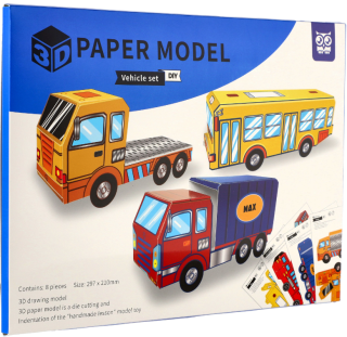 Modely 3D papírové auta 8 ks v sáčku - 