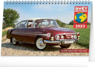 Kalendář 2023 stolní: Svět motorů - slavné české vozy, 23,1 × 14,5 cm - neuveden