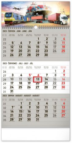 Nástěnný kalendář 3měsíční Spedice šedý - s českými jmény 2023 - neuveden