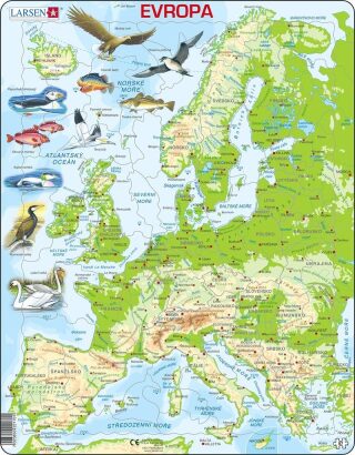 Puzzle MAXI - Mapa Evropy geografická/87 dílků - neuveden