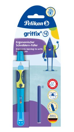 Pero bombičkové pro praváky, Griffix 4, neon-modré - 