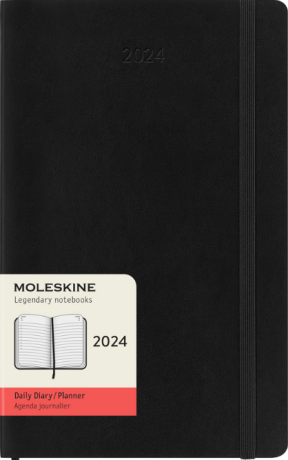 Moleskine Diář 2024 černý L, denní, měkký - 13 x 21 cm - neuveden