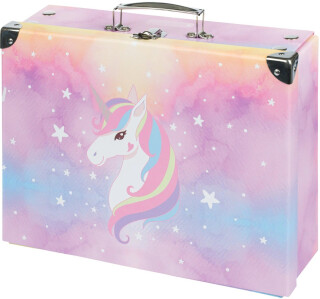 Skládací školní kufřík Rainbow Unicorn s kováním - 