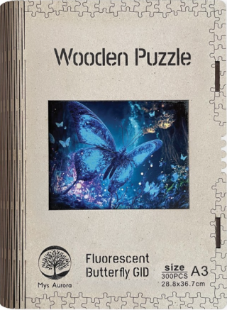 Dřevěné puzzle/Fluorescentní motýl A3 sv - neuveden
