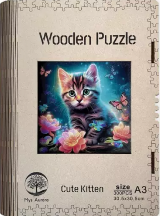 Dřevěné puzzle/Kotě A3 - neuveden