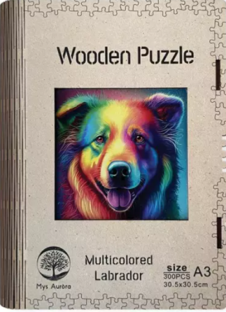 Dřevěné puzzle Barevný labrador A3 - neuveden