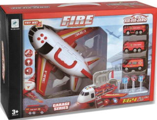 Hasičské letadlo s nákladním prostorem + 3 autíčka - 