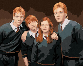 Malování podle čísel - FRED, GEORGE, RON A GINNY WEASLEYOVI (HARRY POTTER) - 