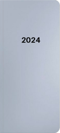 Diář PVC měsíční 2024, Metallic stříbrná - 