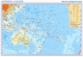 Austrálie, Oceánie – příruční obecně zeměpisná mapa - neuveden