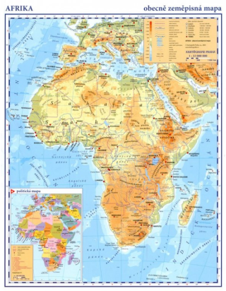 Afrika – příruční obecně zeměpisná mapa - neuveden