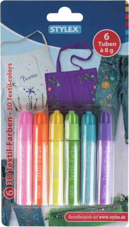 Barvy na textil 6x 8g 3D efekt - 