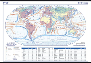 Svět - hydrosféra - školní nástěnná mapa 1:28 mil./136x96 cm - neuveden