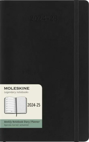 Moleskine diář, 18měsíční 2024-2025, měkký, černý, L - 