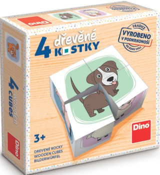 Dřevěné kostky Zvířátka - 4 kostky - 