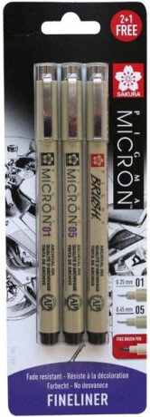 Sakura Sada Pigma Micron Black 2+1 Pigma Brush zdarma - 