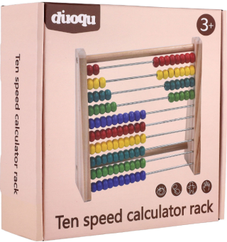 Počítadlo 100 kuliček dřevo 18x18cm v krabici 20x19,5x7cm - 