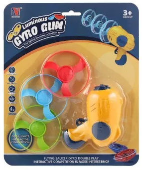 Vystřelovací vrtulka 3ks + startér pistole plast 4 barvy na kartě 21,5x26x6cm - 