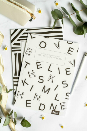 Linkovaný a čtverečkovaný zápisník – Black & White (2ks)